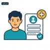 أيقونة التسجيل في أبشر أفراد، وتظهر ملف مستخدم ونموذج تسجيل وعلامة الإضافة والتحقق.