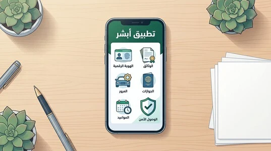 تطبيق أبشر للوصول إلى الخدمات الحكومية عبر الهاتف