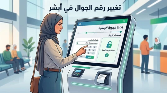 تغيير رقم الجوال في أبشر من جهاز الخدمة الذاتية