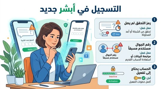 حل مشاكل التسجيل في أبشر جديد ورمز التحقق