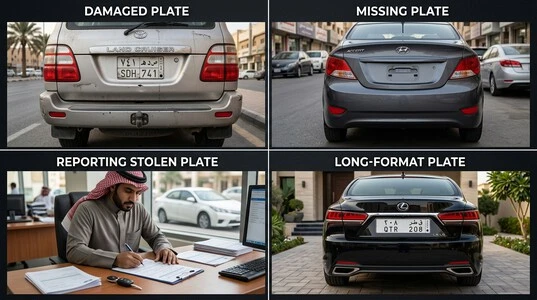 حالات استبدال لوحات السيارة للتلف والفقدان والسرقة وتغيير المقاس