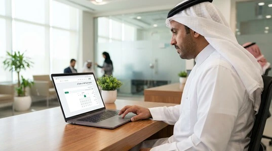 متدرب يقوم بحجز موعد مدرسة القيادة عن طريق أبشر إلكترونيًا