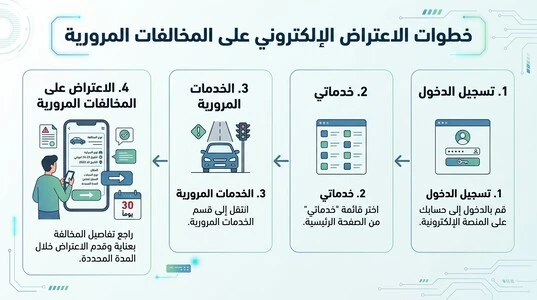 خطوات أبشر الاعتراض على المخالفات المرورية خلال 30 يومًا